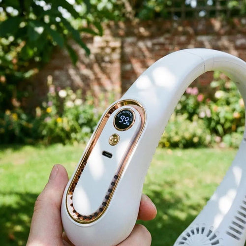 360° Airflow Portable Neck Fan – USB Rechargeable Hands-Free Cooling Fan for Travel, Office & Summer Outdoor Use