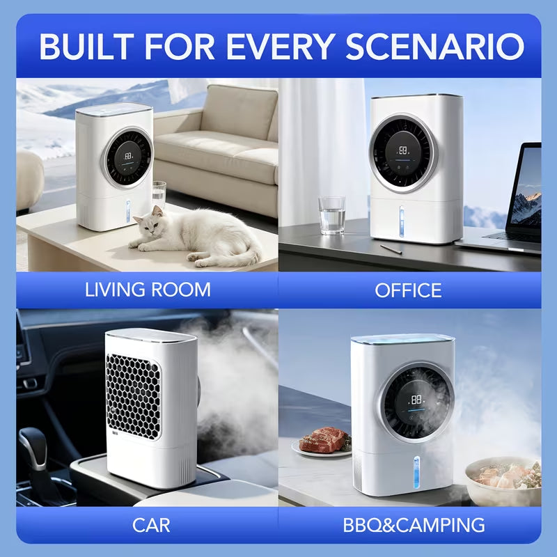 Mute Ice Fog Cooling Humidifier Fan Semiconductor Cooling USB Charging Portable Humidification Cooling Shock-proof and Shock-resistant, Durable, High-quality Fast Cooling, High-quality, Home Office, Dormitory, Bedroom