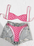 Two-Piece Set Women's Floral Print Bikini Set, Casual Fashion Chic Swimsuit Set for Beach Holiday Vacation, Ladies Summer Clothes