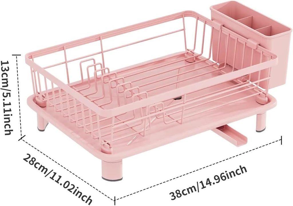 Pink Dish Rack,Drying Dish Rack Over Sink Dish Rack,Kitchen Organization Dish Drainer for Kitchen Counter