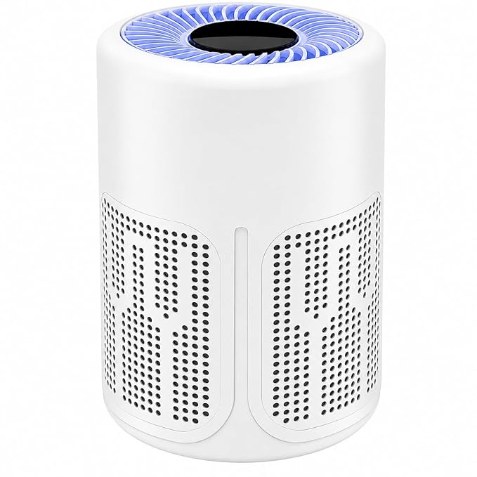 Portable Air Purifier for Home & Office, 360° Air Intake, Quiet Operation, Compact Desktop Air Cleaner for Bedroom, Living Room, Office & Small Rooms, White