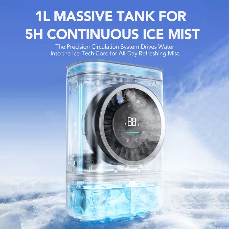 Mute Ice Fog Cooling Humidifier Fan Semiconductor Cooling USB Charging Portable Humidification Cooling Shock-proof and Shock-resistant, Durable, High-quality Fast Cooling, High-quality, Home Office, Dormitory, Bedroom