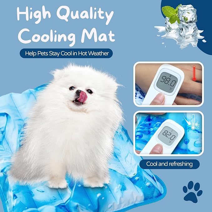 Cooling Mat for Dogs, Waterproof Reversible Pet Cooling Pad with Ice Silk & Soft Velvet, Washable Summer Pet Blanket for Couch, Bed, Crate, Floor, Car Seat