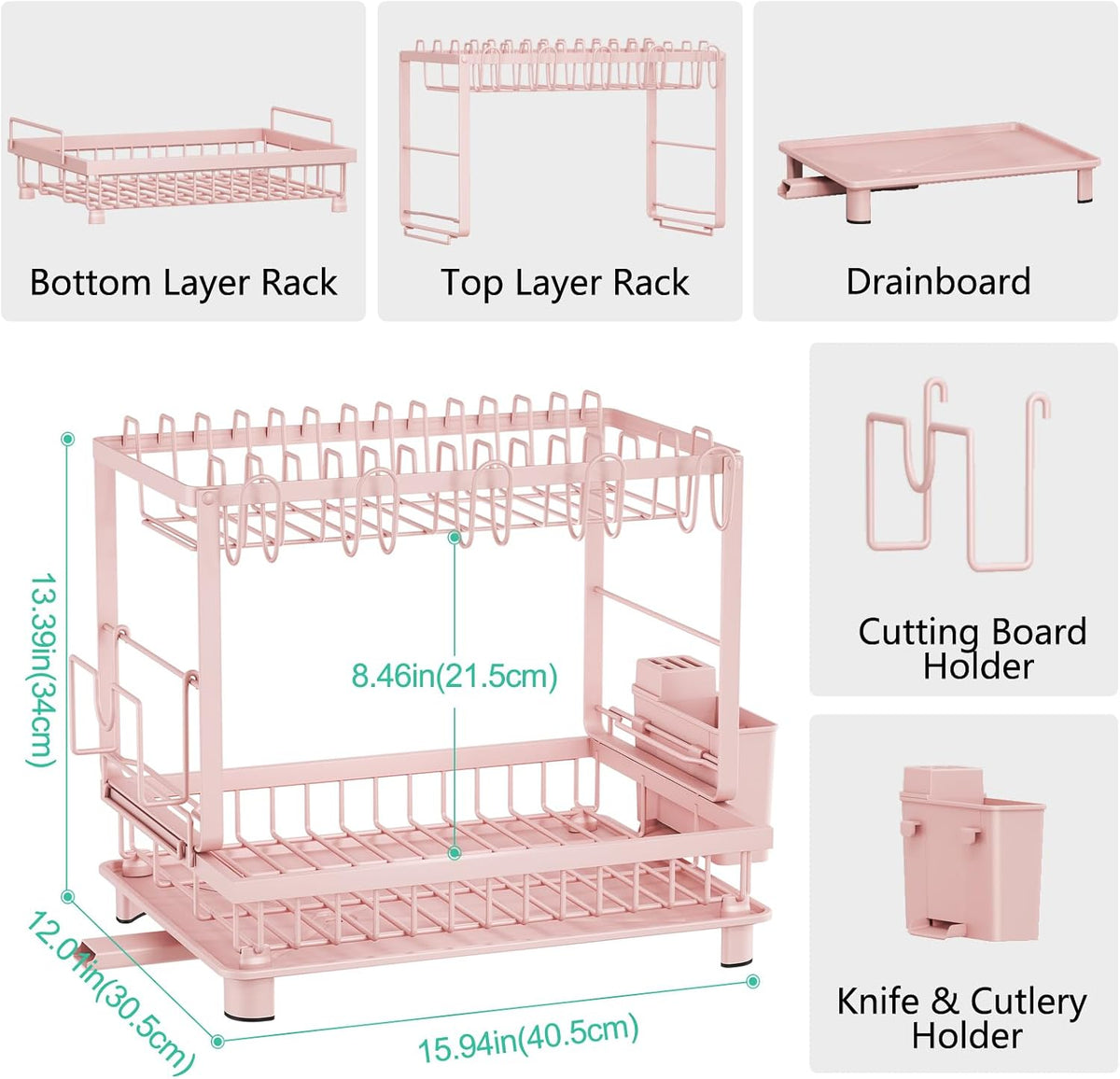Pink Dish Rack,Drying Dish Rack Over Sink Dish Rack,Kitchen Organization Dish Drainer for Kitchen Counter