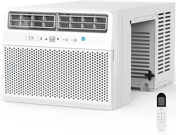 U-Shaped Window Air Conditioner, Saddle Mount Window AC Unit for Large Room, 3-in-1 Cool/Dehumidifier/Fan, 24H Timer, Quiet Energy Saving AC, Easy Install