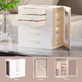 Jewelry Boxes for Women, 6 Layer Jewelry Organizer with Glass Lids, Jewelry Holder Organizer with 6 Drawers and 3 Glass Doors for Jewelry Storage, Big Jewelry Box for Womens Gift