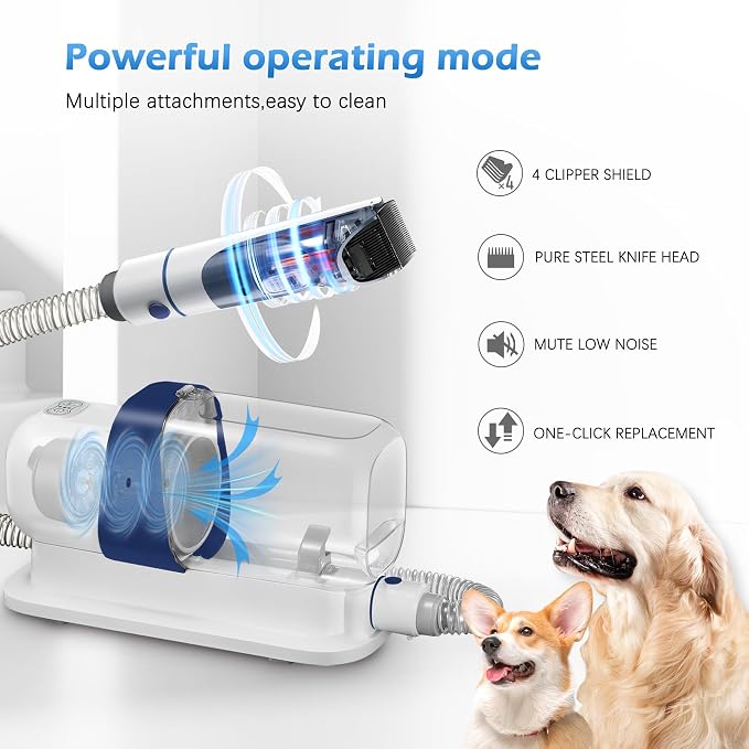 Dog Grooming Vacuum, Pet Grooming Vacuum Kit 2.3L Suction 99% Pet Hair with 5 Tools for Dog Cat for Shedding Grooming, Low Noise