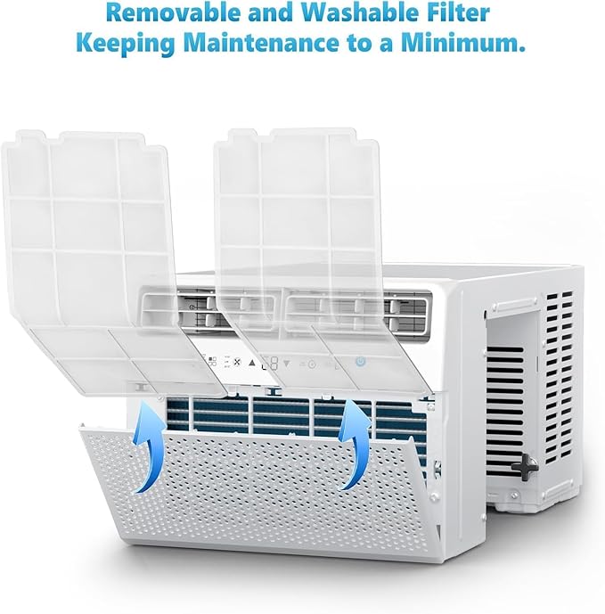 U-Shaped Window Air Conditioner, Saddle Mount Window AC Unit for Large Room, 3-in-1 Cool/Dehumidifier/Fan, 24H Timer, Quiet Energy Saving AC, Easy Install