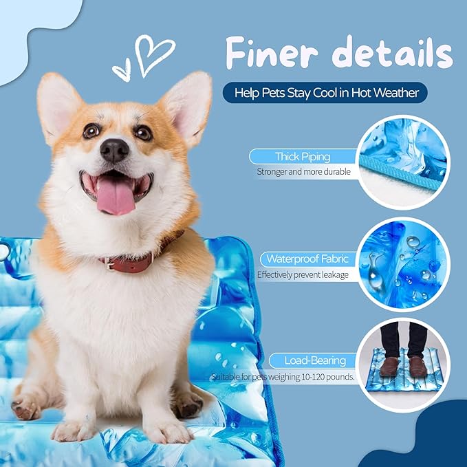 Cooling Mat for Dogs, Waterproof Reversible Pet Cooling Pad with Ice Silk & Soft Velvet, Washable Summer Pet Blanket for Couch, Bed, Crate, Floor, Car Seat