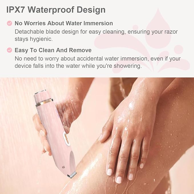 Lady Shavers for Women, 2-in-1 Electric Bikini Trimmer and Facial Hair Remover, Cordless, Wet & Dry, USB-C Rechargeable, Dual Head, for Legs, Underarms & Sensitive Areas, IPX7 Waterproof