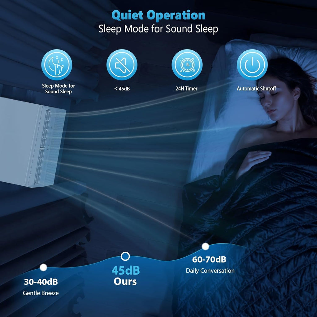 U-Shaped Window Air Conditioner, Saddle Mount Window AC Unit for Large Room, 3-in-1 Cool/Dehumidifier/Fan, 24H Timer, Quiet Energy Saving AC, Easy Install