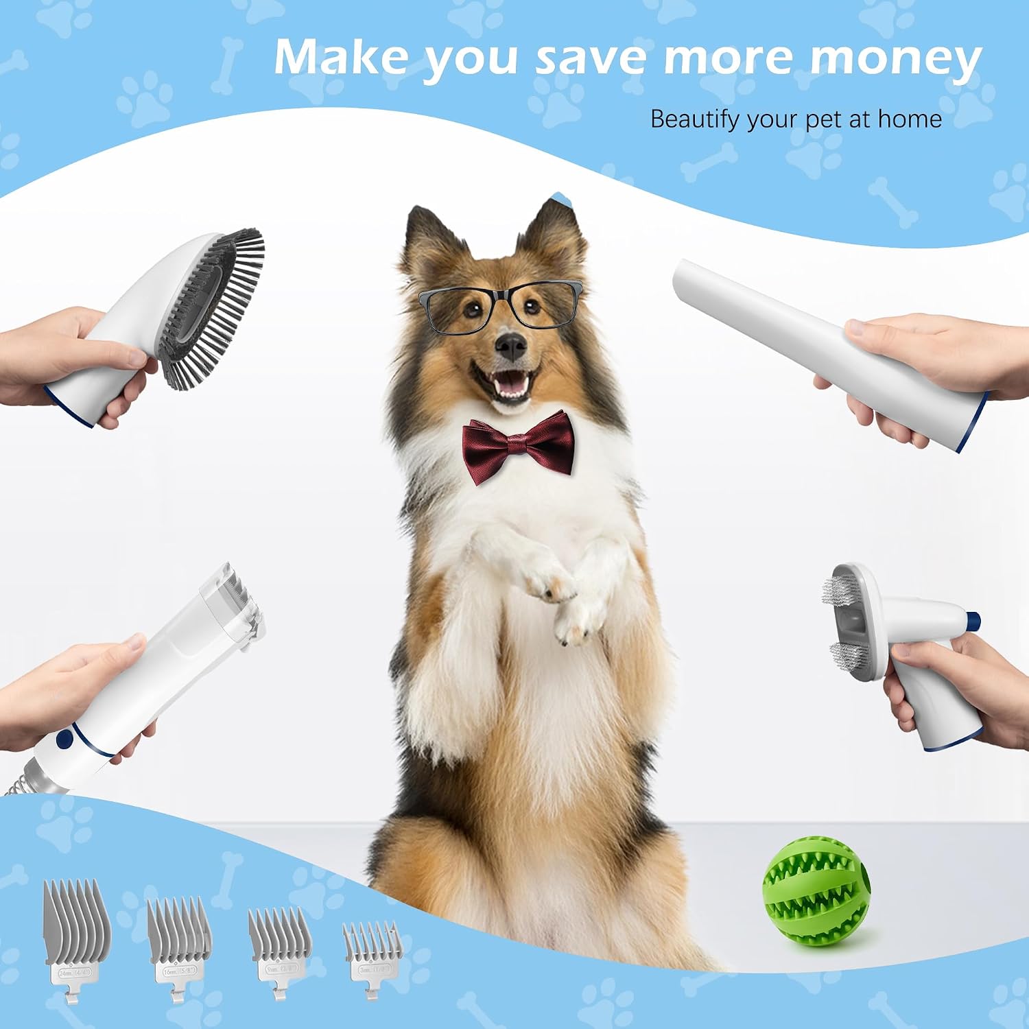 Dog Grooming Vacuum, Pet Grooming Vacuum Kit 2.3L Suction 99% Pet Hair with 5 Tools for Dog Cat for Shedding Grooming, Low Noise