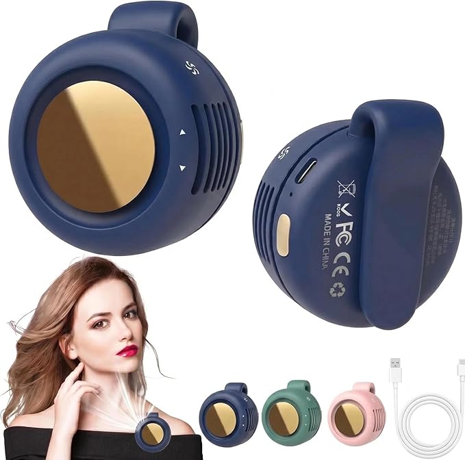 Portable Silent Mini Bladeless Fan Clip On, Small Fan Clip on for Shirt & Waist, Adjustable 3-Speed Suspended Whirlwind Fans, For Outdoor & Travel & Office, Travel Accessories, Gift