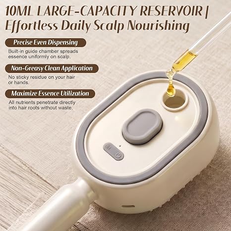 Electric Spray Hair Comb – 3-in-1 Steaming & Detangling Brush, Type-C Rechargeable, 10ml Refillable Tank for Water/Oil, Anti-Frizz, Hydrating for Dry/Curly Hair, Self-Cleaning (Cream)