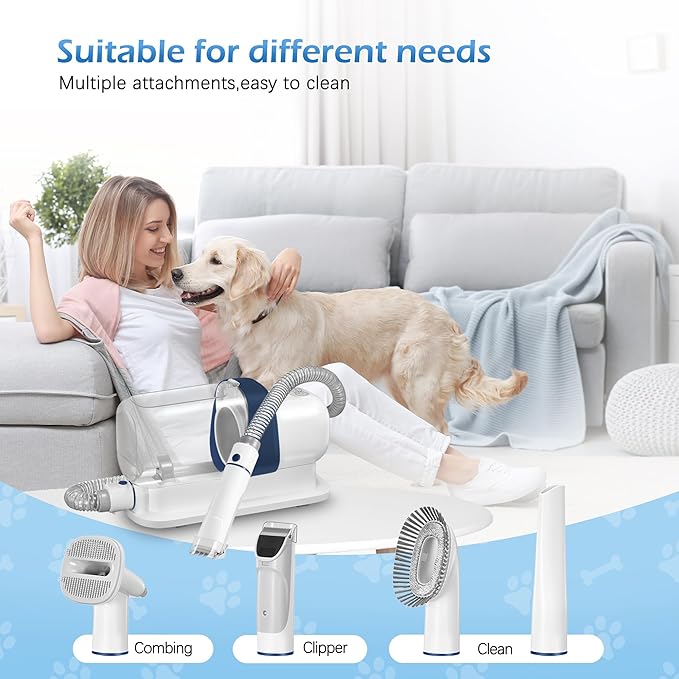 Dog Grooming Vacuum, Pet Grooming Vacuum Kit 2.3L Suction 99% Pet Hair with 5 Tools for Dog Cat for Shedding Grooming, Low Noise