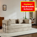 Convertible Sleeper Sofa Bed with Fixed-Shape Frame, Floor Sofa Couch with 2 Pillows, Corduroy Folding Mattress Couch for Living Room Bedroom Apartment Studio, Beige