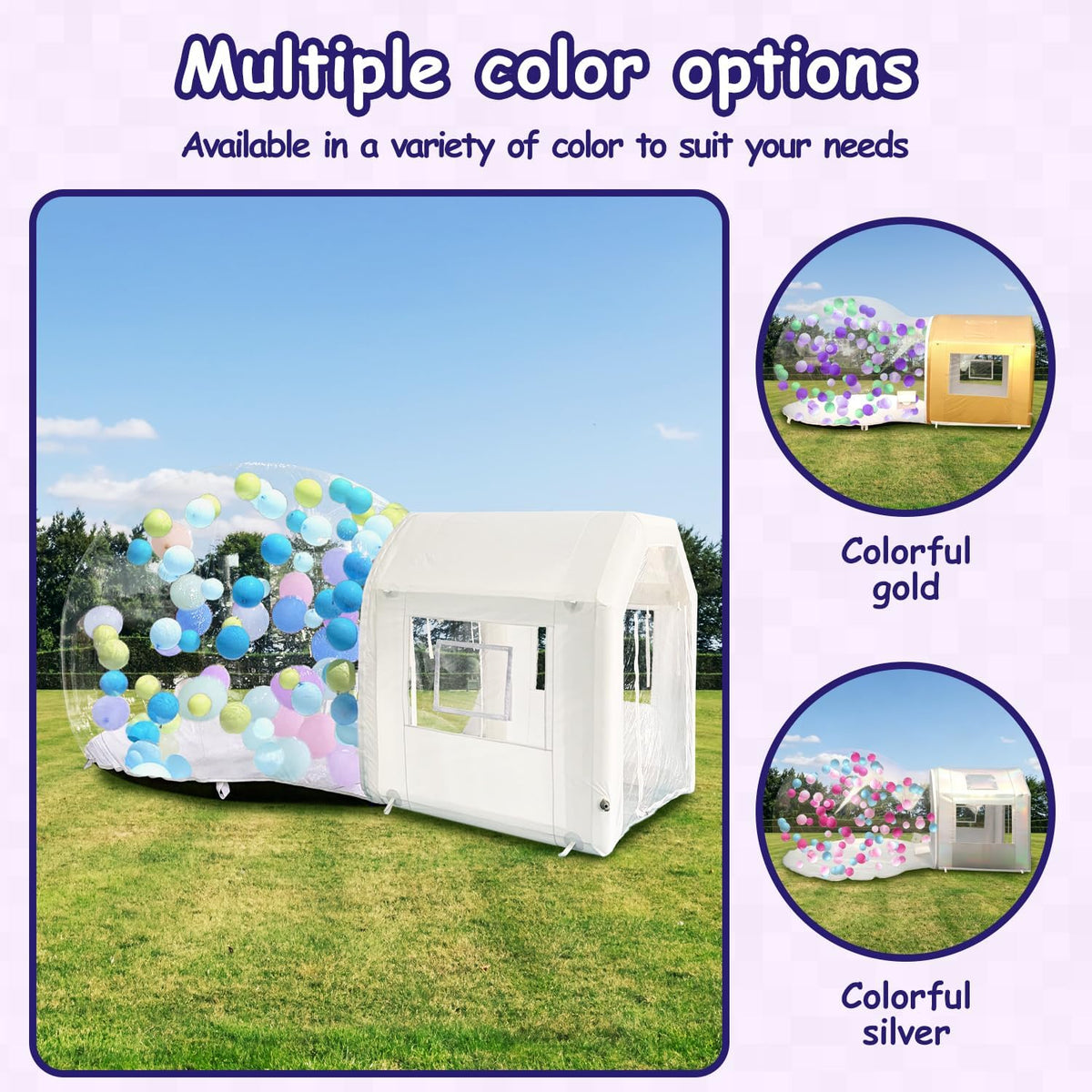 10ft Inflatable Bubble House Dome for Kids, TPU Balloon Tent for Parties | Made of Safe & Odor-Free Clear TPU Material, Comes with Detachable Separate Tent, Includes 450W Air Blower & 600W Air Pump