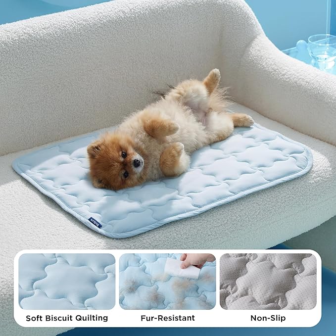 Cooling Mat for Dogs, Waterproof Reversible Pet Cooling Pad with Ice Silk & Soft Velvet, Washable Summer Pet Blanket for Couch, Bed, Crate, Floor, Car Seat