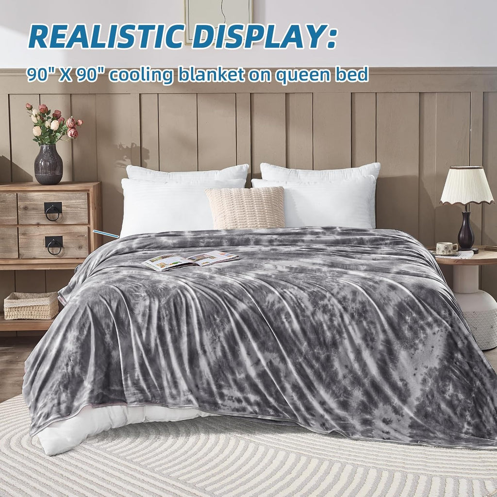 Cooling Blanket Queen Size, Cooling Blankets for Hot Sleepers, Absorbs Heat to Keep Adults Cool For Summer Nights Sweats, Thin Cold Lightweight Blanket for Couch Bed, All Season Use