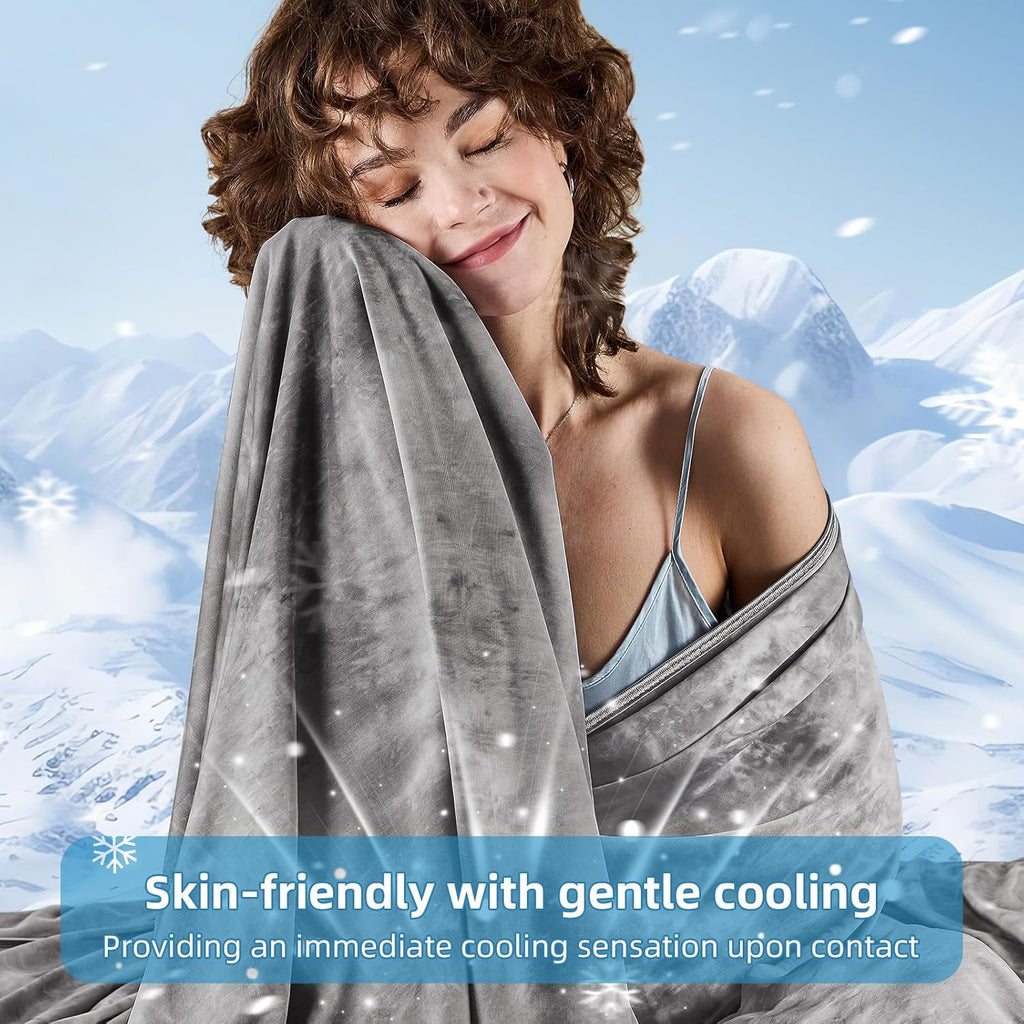 Cooling Blanket Queen Size, Cooling Blankets for Hot Sleepers, Absorbs Heat to Keep Adults Cool For Summer Nights Sweats, Thin Cold Lightweight Blanket for Couch Bed, All Season Use