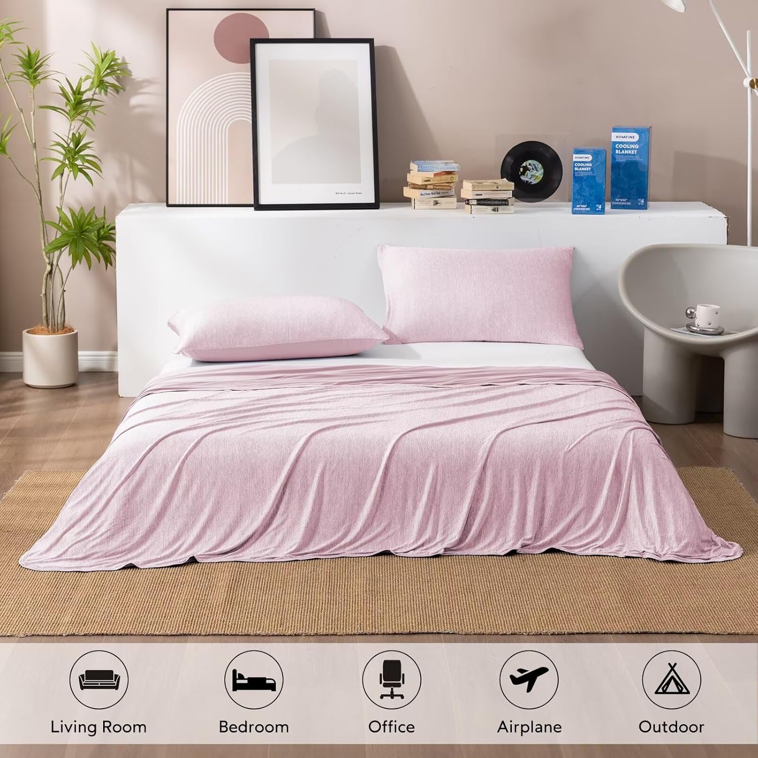 Cooling Blankets for Hot Sleepers - Summer Blanket Thin Lightweight Breathable Soft Double Side Enhanced Cooling for Bed Couch Sofa, Keep Cool for Night Sweats