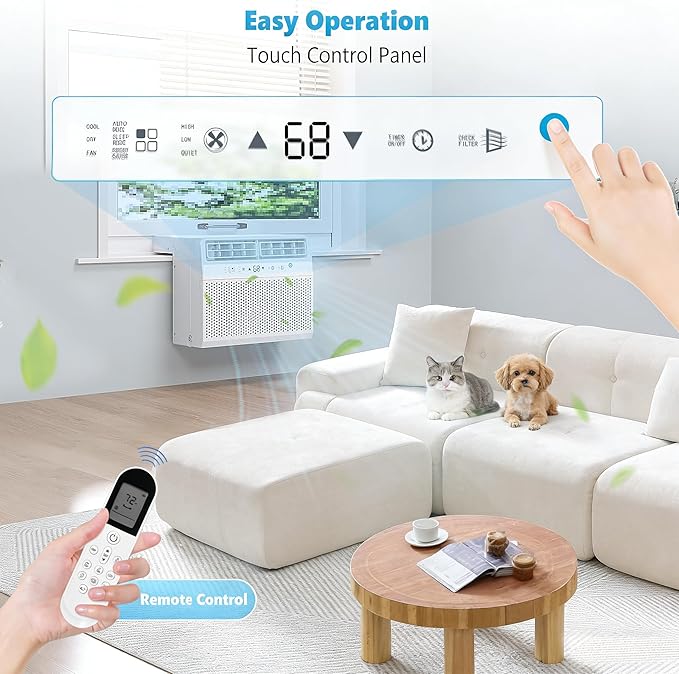 U-Shaped Window Air Conditioner, Saddle Mount Window AC Unit for Large Room, 3-in-1 Cool/Dehumidifier/Fan, 24H Timer, Quiet Energy Saving AC, Easy Install