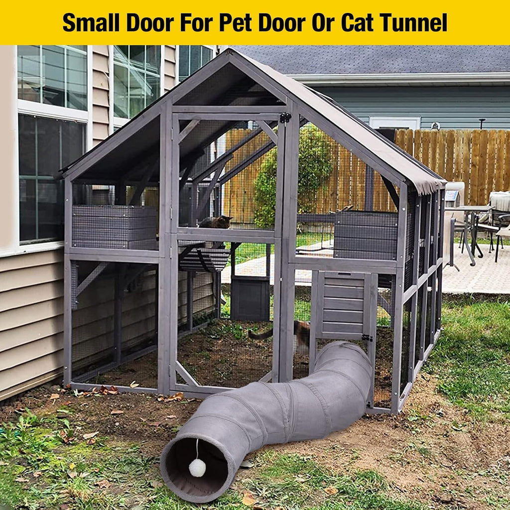 Large Outdoor Cat Enclosure with Bridges, Walkways & Resting Houses – Spacious Wooden Catio for Cats