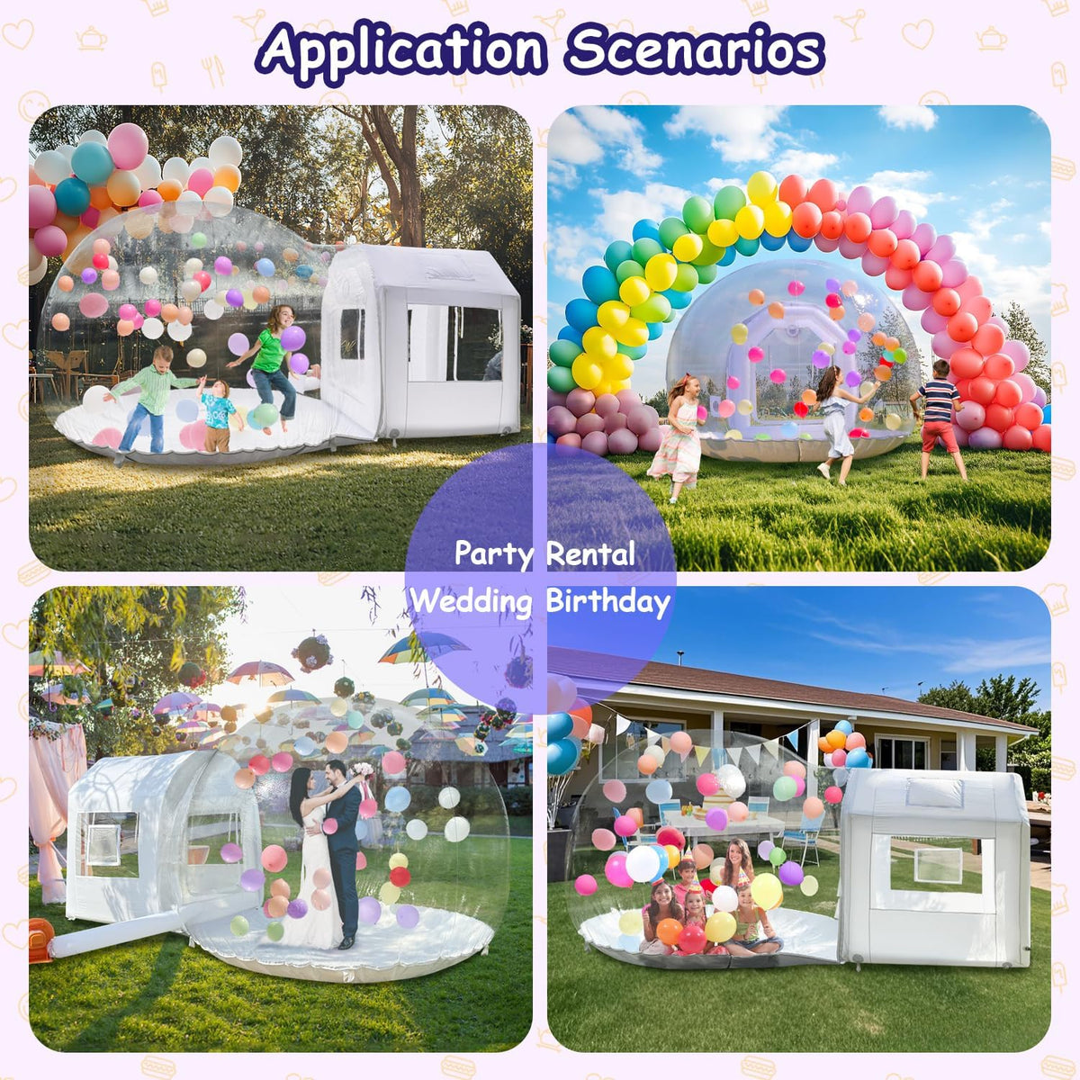 10ft Inflatable Bubble House Dome for Kids, TPU Balloon Tent for Parties | Made of Safe & Odor-Free Clear TPU Material, Comes with Detachable Separate Tent, Includes 450W Air Blower & 600W Air Pump
