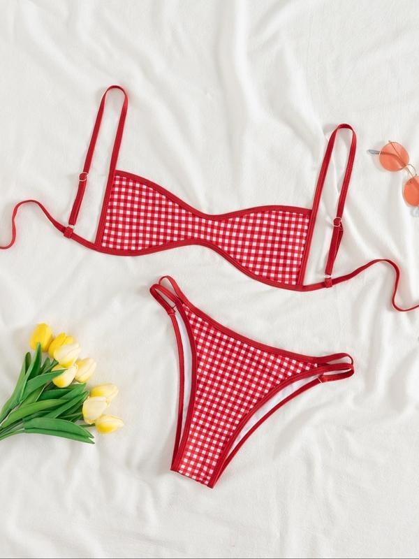 Two-Piece Set Women's Floral Print Bikini Set, Casual Fashion Chic Swimsuit Set for Beach Holiday Vacation, Ladies Summer Clothes
