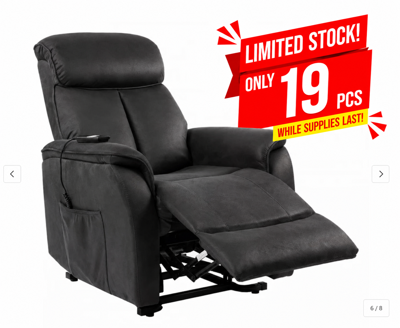 Electric Power Lift Recliner Chair with Remote Control – Living Room Reclining Sofa with Extendable Footrest & Side Pocket