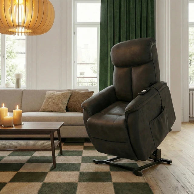 Electric Power Lift Recliner Chair with Remote Control – Living Room Reclining Sofa with Extendable Footrest & Side Pocket