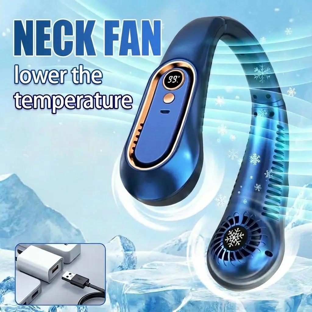 360° Airflow Portable Neck Fan – USB Rechargeable Hands-Free Cooling Fan for Travel, Office & Summer Outdoor Use