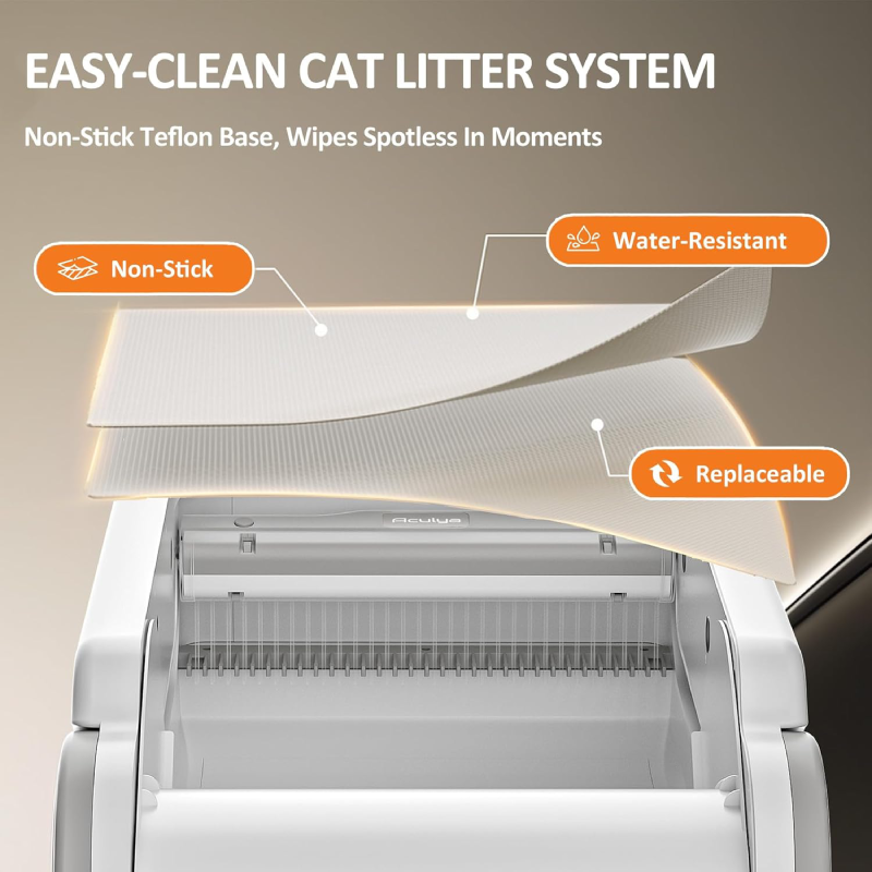 Open-Top Automatic Litter Box Self Cleaning Cat Litter Box Self-Cleaning Robot for Multiple Cats with Safety Sensors and APP Control for Large Cats