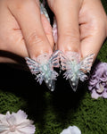 Ethereal 3D Butterfly Stiletto Press-On Nails – Sheer Blush & Mint Crystal Tips