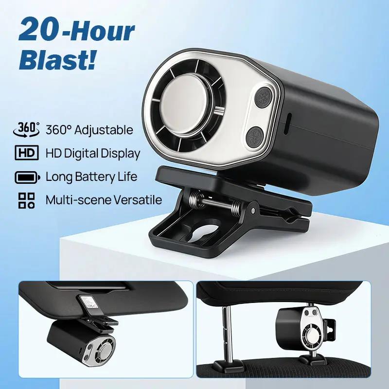 Car Clip on Air Conditioner Fan Portable Mini Personal Fan for Vehicle Umbrella Office Beach Shirt Camping Waist