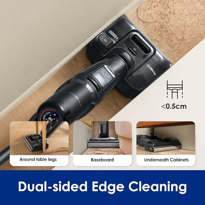 Cordless Wet & Dry Floor Vacuum Cleaner, 180° Lay-Flat Design, 50-Min Runtime, Anti-Tangle & Self-Cleaning System