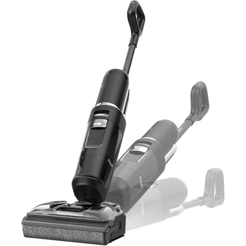 Cordless Wet & Dry Floor Vacuum Cleaner, 180° Lay-Flat Design, 50-Min Runtime, Anti-Tangle & Self-Cleaning System