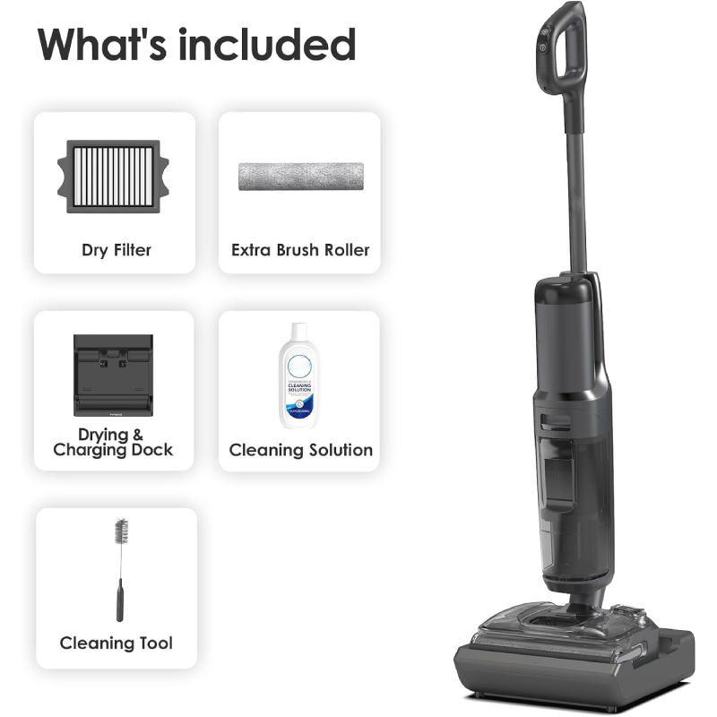 Cordless Wet & Dry Floor Vacuum Cleaner, 180° Lay-Flat Design, 50-Min Runtime, Anti-Tangle & Self-Cleaning System