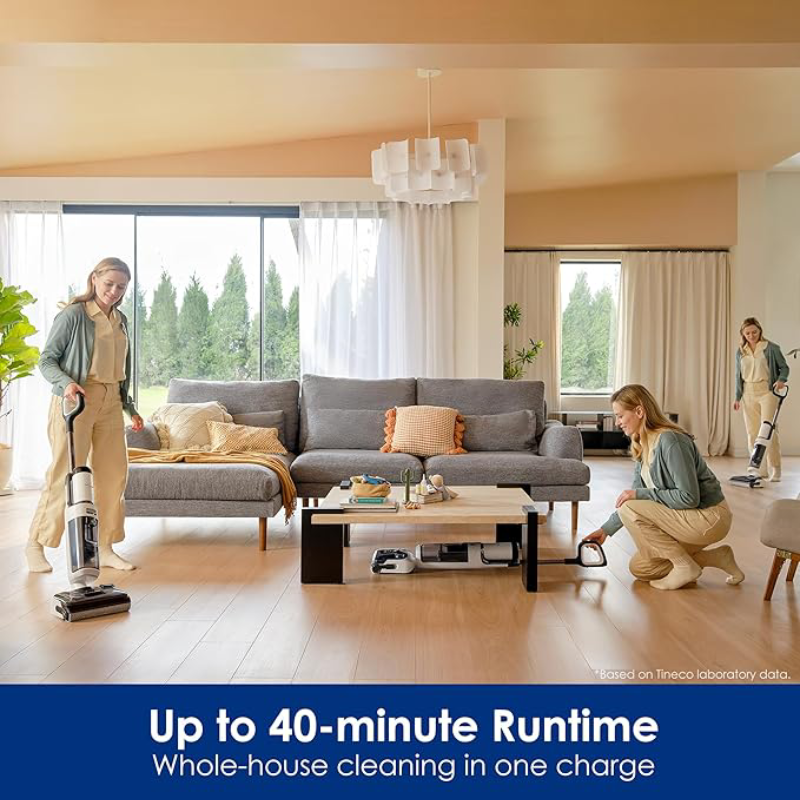 Cordless Wet Dry Vacuum Cleaner – 180° Lay Flat Floor Washer with Self-Cleaning System, Powerful Suction & Long Runtime for Home Cleaning