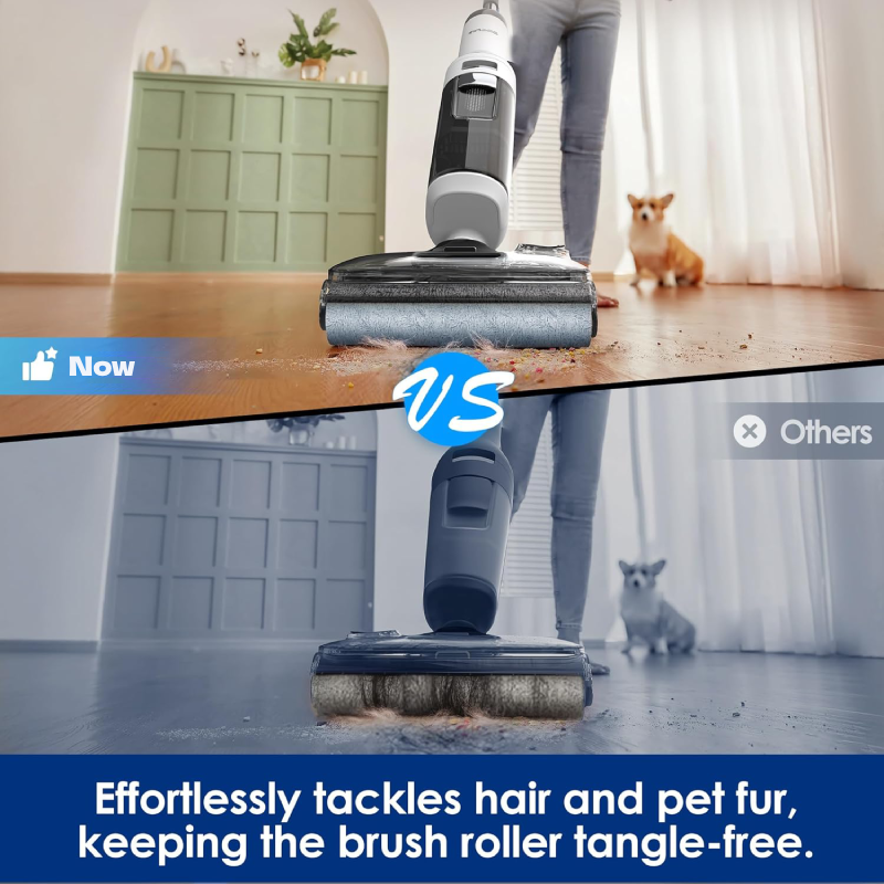 Cordless Wet Dry Vacuum Cleaner – 180° Lay Flat Floor Washer with Self-Cleaning System, Powerful Suction & Long Runtime for Home Cleaning