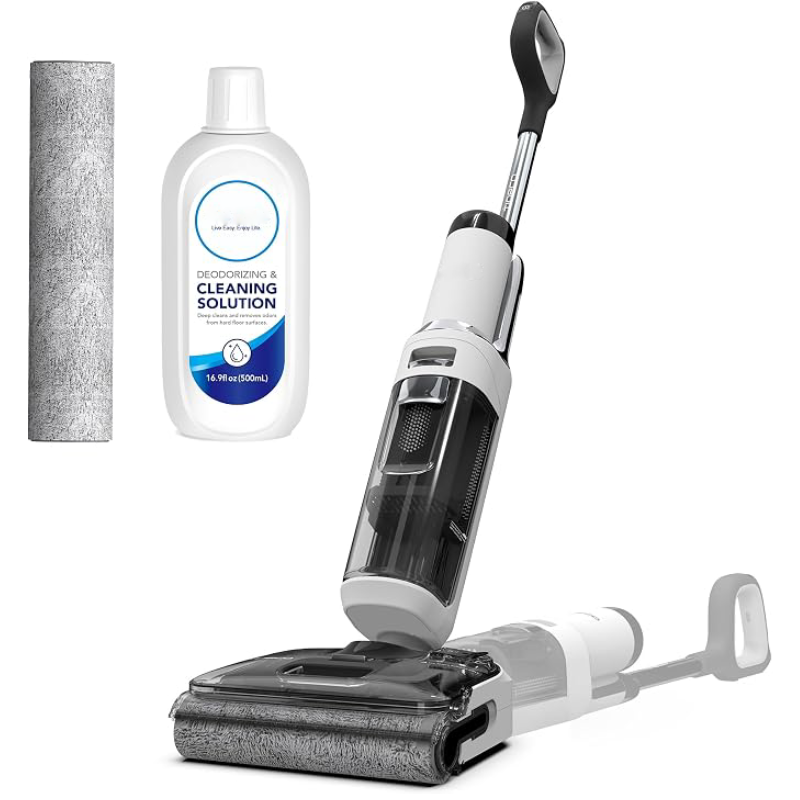Cordless Wet Dry Vacuum Cleaner – 180° Lay Flat Floor Washer with Self-Cleaning System, Powerful Suction & Long Runtime for Home Cleaning