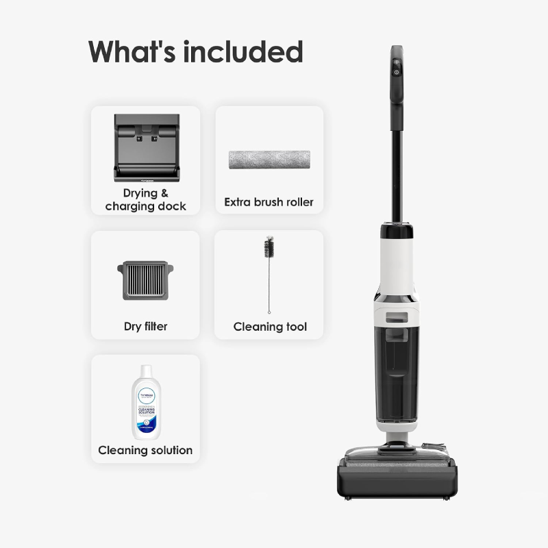 Cordless Wet Dry Vacuum Cleaner – 180° Lay Flat Floor Washer with Self-Cleaning System, Powerful Suction & Long Runtime for Home Cleaning
