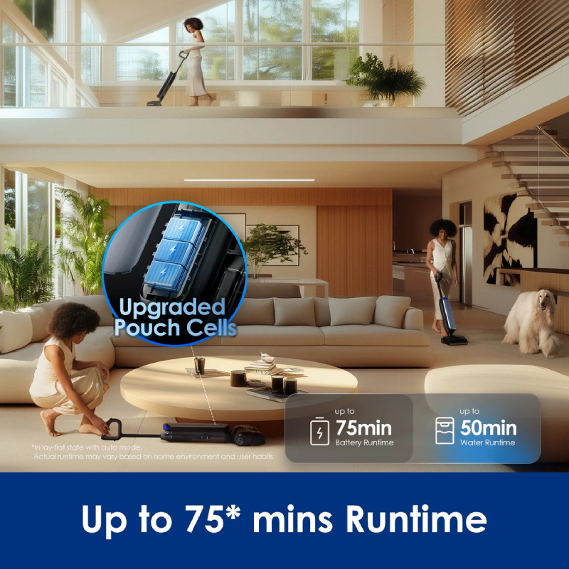 Smart Wet Dry Vacuum Cleaner – Powerful Floor Washer with Self-Cleaning System, 22kPa Suction & Long-Lasting Battery for Deep Home Cleaning