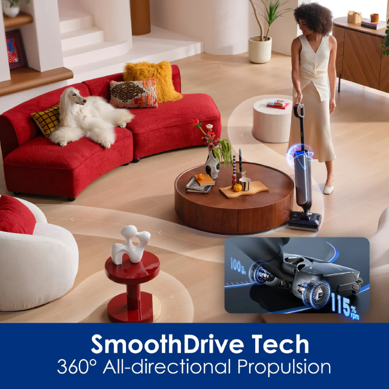 Smart Wet Dry Vacuum Cleaner – Powerful Floor Washer with Self-Cleaning System, 22kPa Suction & Long-Lasting Battery for Deep Home Cleaning