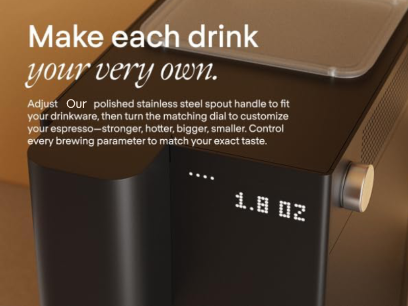 Compact Fully Automatic Espresso Machine with Built-In Grinder, Adjustable Brewing Settings, One-Touch Coffee Making & Self-Cleaning