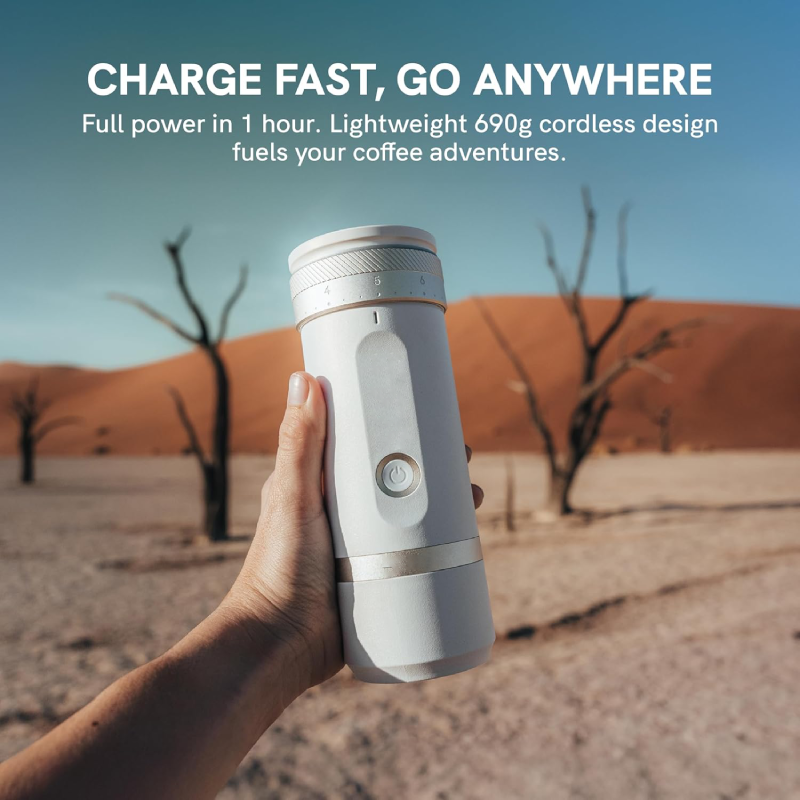 Portable Electric Coffee Grinder with 28 Grind Settings, Precision Burr, One-Touch Grinding, Fast Charging & Auto-Stop