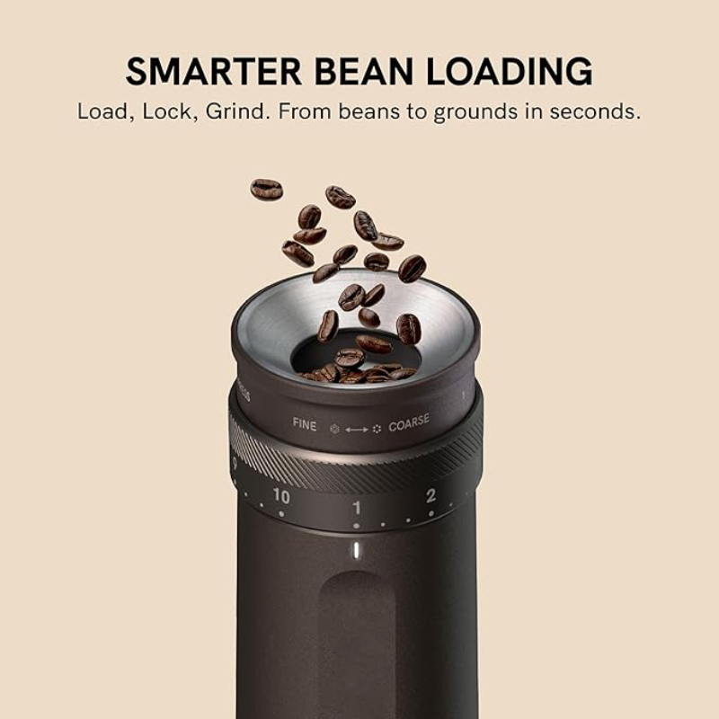 Portable Electric Coffee Grinder with 28 Grind Settings, Precision Burr, One-Touch Grinding, Fast Charging & Auto-Stop
