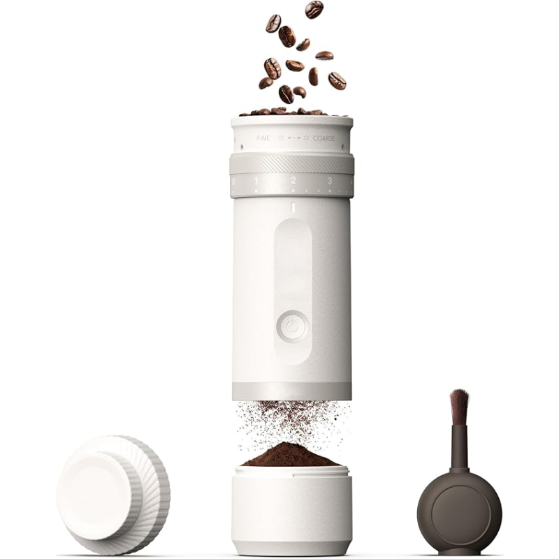 Portable Electric Coffee Grinder with 28 Grind Settings, Precision Burr, One-Touch Grinding, Fast Charging & Auto-Stop