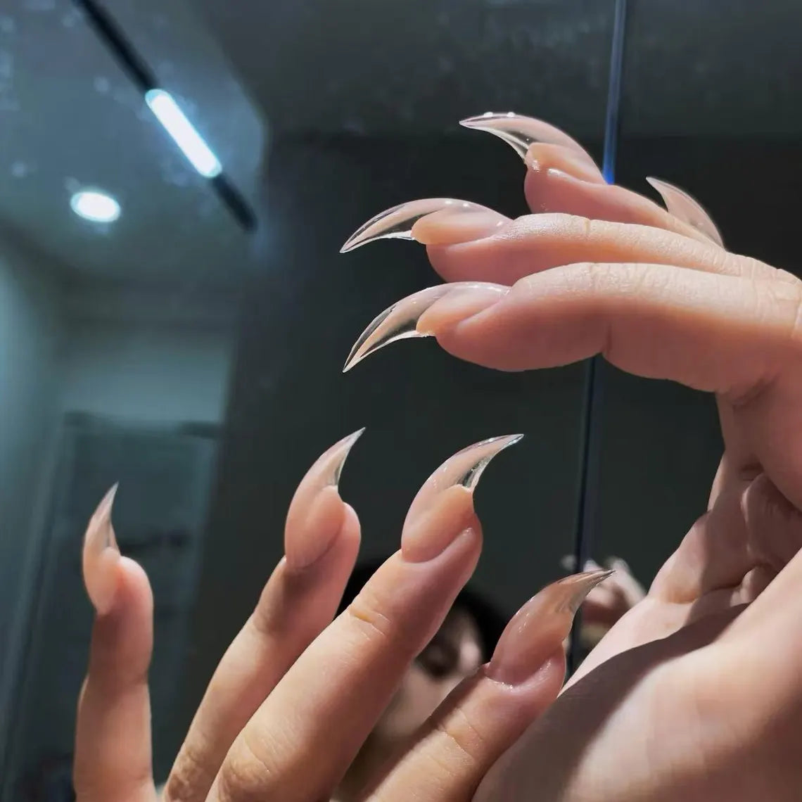 Translucent Cat Paw Press On Nails, Raptor Claw False Nails