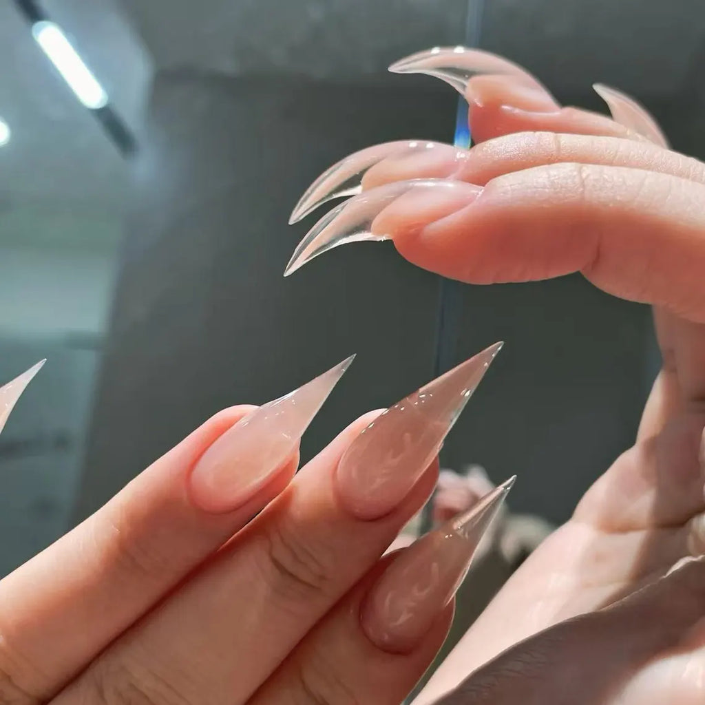 Translucent Cat Paw Press On Nails, Raptor Claw False Nails